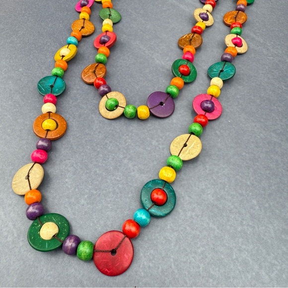 Colorful Wooden Beaded Necklace - Picture 10 of 11